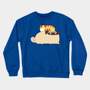 Pug and Little Tabby Crewneck Sweatshirt